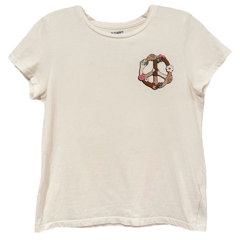 Old Navy World Peace Sign Short Sleeve Cotton T-Shirt